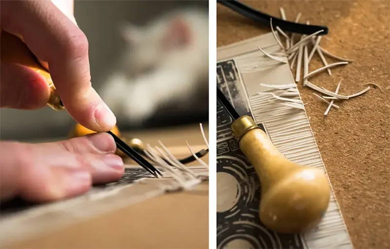 Gravure sur lino imprimerie chevalier